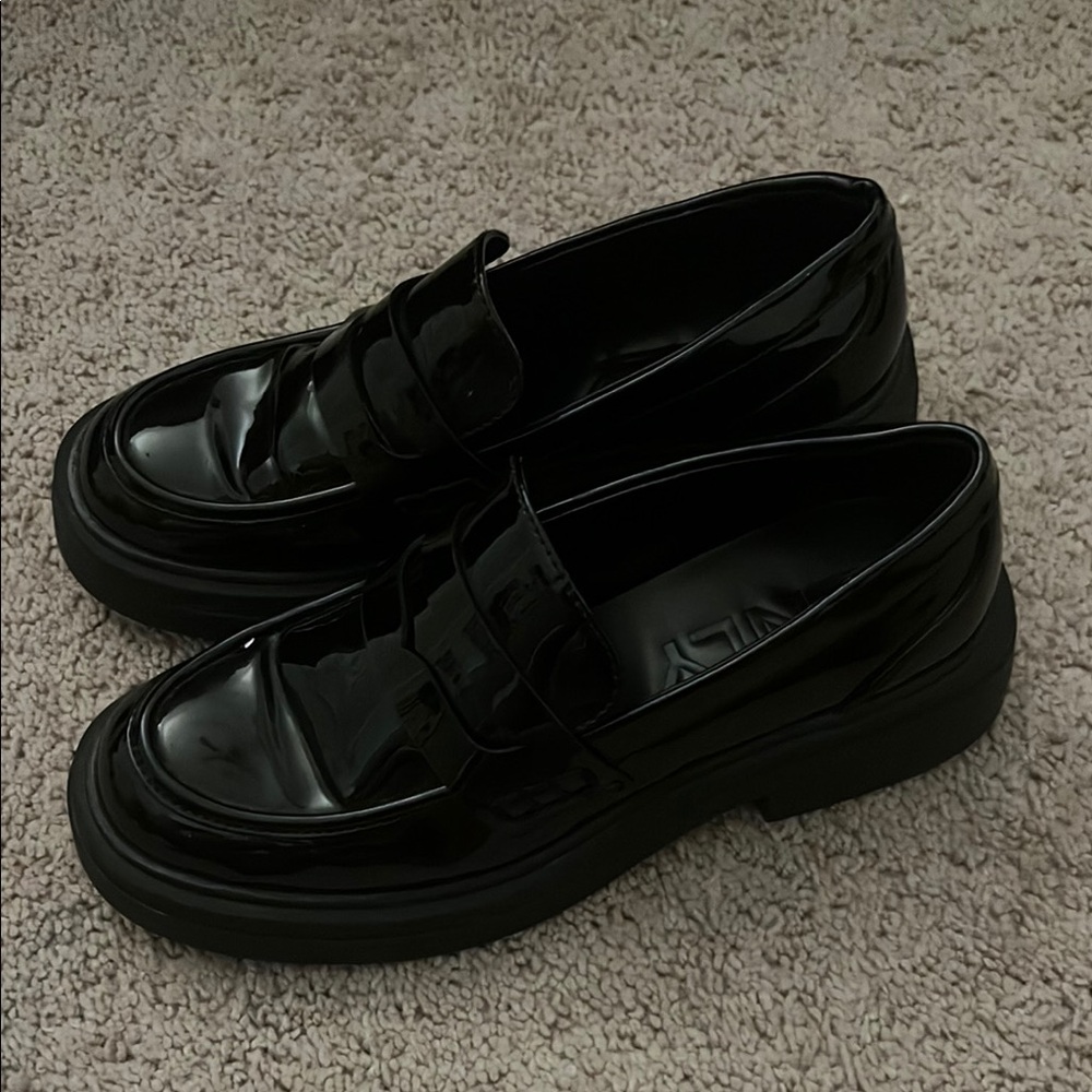Only Black Loafers with Polished Finish